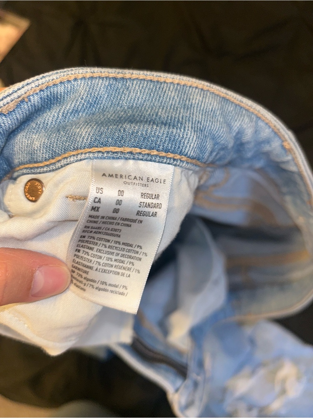 American Eagle Light Blue Denim High-Rise Jeans - Picture 3 of 3